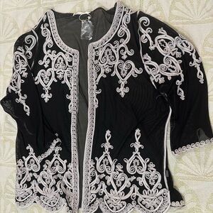 Simply Couture Black and White Lace Trim Jacket